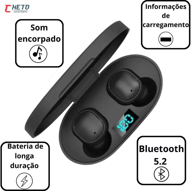 Fone Sem Fio Bluetooth com Sensor LED